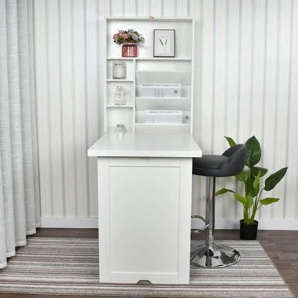 ORGANNICE 23.5 in. H Rectangular White Wood Wall Mounted Floating