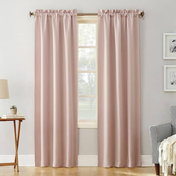 Sun Zero Gavin Energy Saving Blush Polyester 40 in. W x 84 in. L Rod Pocket Blackout Curtain (Single Panel)