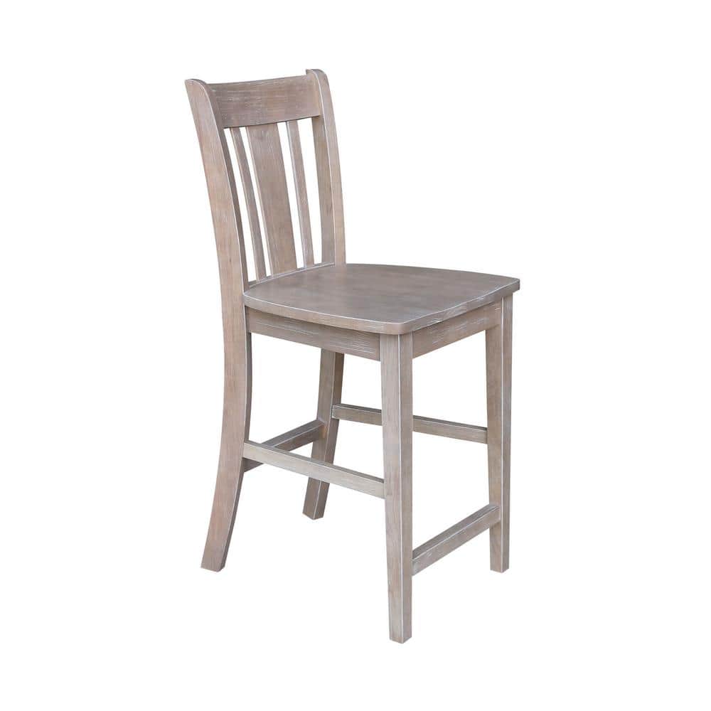 San Remo Washed Gray Taupe Solid Wood Counterheight Stool - 24" Seat