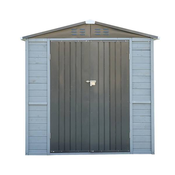 4 ft. x 6 ft. Iron and Wood Tool Shed with Window and Lockable