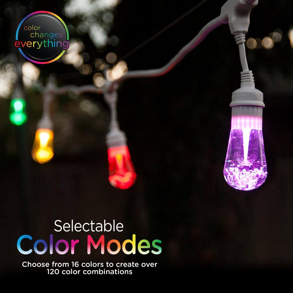 24 ft White Cord Color-Changing LED Outdoor String Lights with Remote