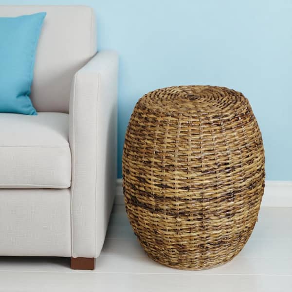 16.75 in. Natural Round Rattan End Table