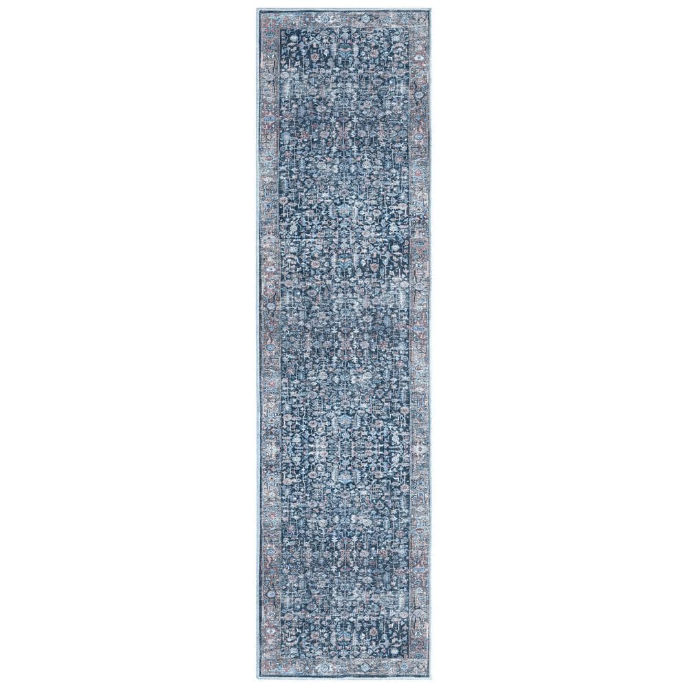 Everwash Callaghan Edith Blue 2 ft. x 7 ft. Geometric Machine Washable