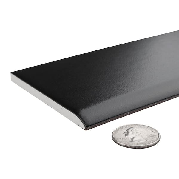 Battiscopa Matte Black 3-1/4 in. x 12-3/8 in. Ceramic Wall Trim Tile