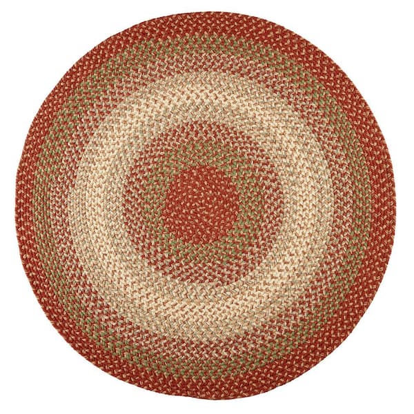 Ombre Warm Earth 4 ft. x 4 ft. Round Indoor/Outdoor Braided Area Rug