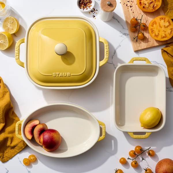 staub Stoneware 4-Piece Mixed Baking Dish Set-Citron 1030847 - The