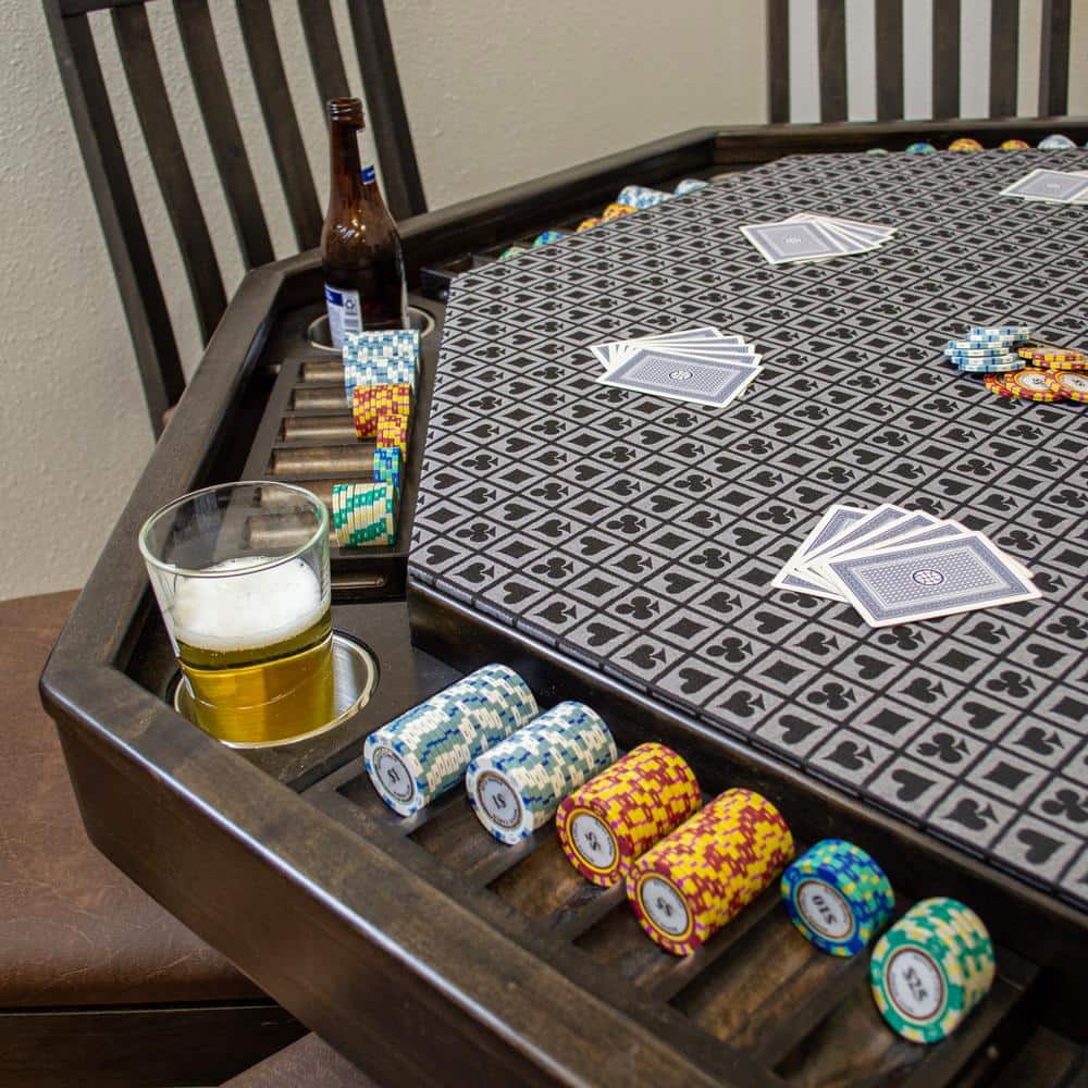 Mocha Knotty Alder Wood Poker Table with Cushioned Speed Cloth