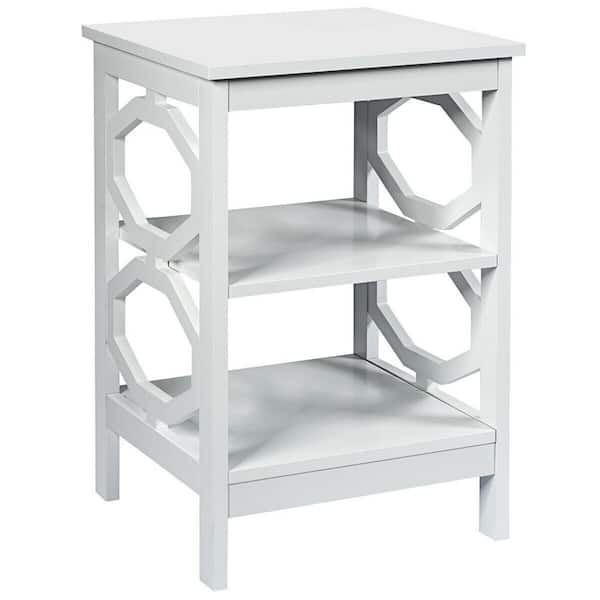 ANGELES HOME 16 in. W x 16 in. D x 24 in. H 3-Tier Accent End Table in White