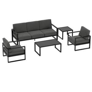 5 Pieces Aluminum Patio Conversation Set with Cushions