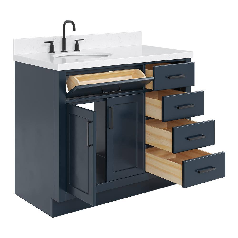 Midnight Blue 42" Freestanding Single Basin Vanity Set with Hardwood Plywood
