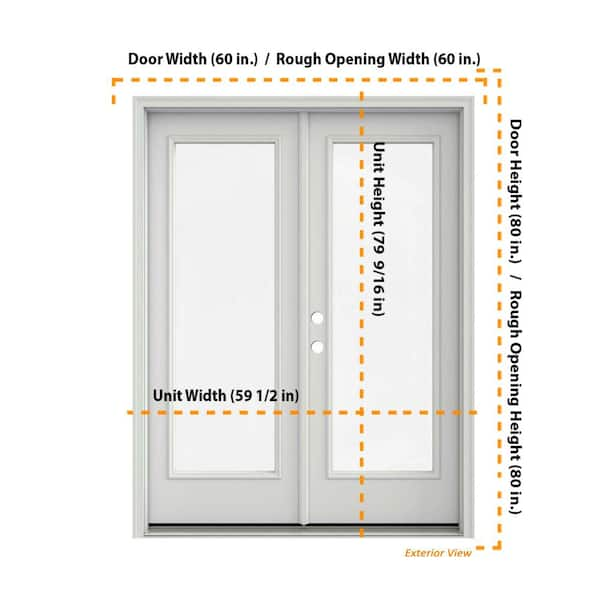 JELD-WEN 60-in x 80-in Low-e Primed Steel French Left-Hand Inswing