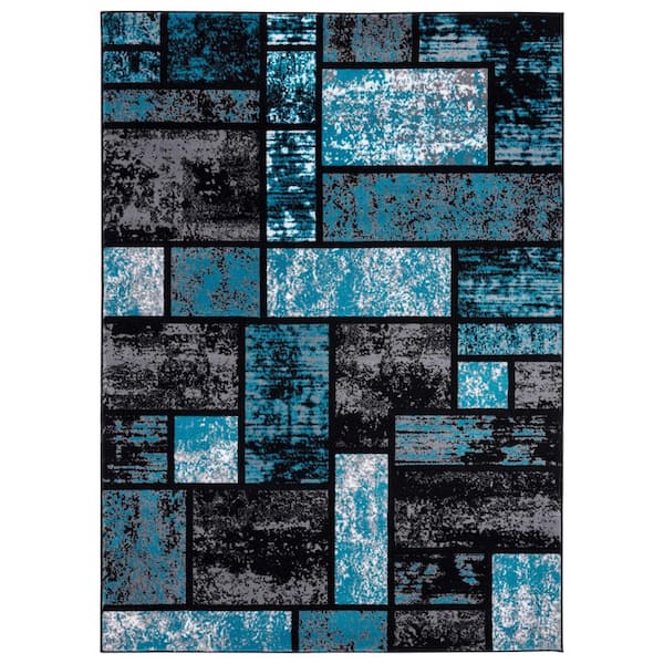 LUXE WEAVERS Tobis Collection Modern Geometric Abstract Turquoise 2x3 Polypropylene Area Rug