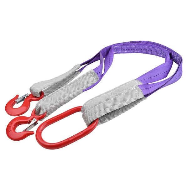 3.3 ft. Polyester Lifting Slings Straps with Hooks, 2 Leg Rigging Strap for Engines, Cranes, Hoists and Truck, Purple