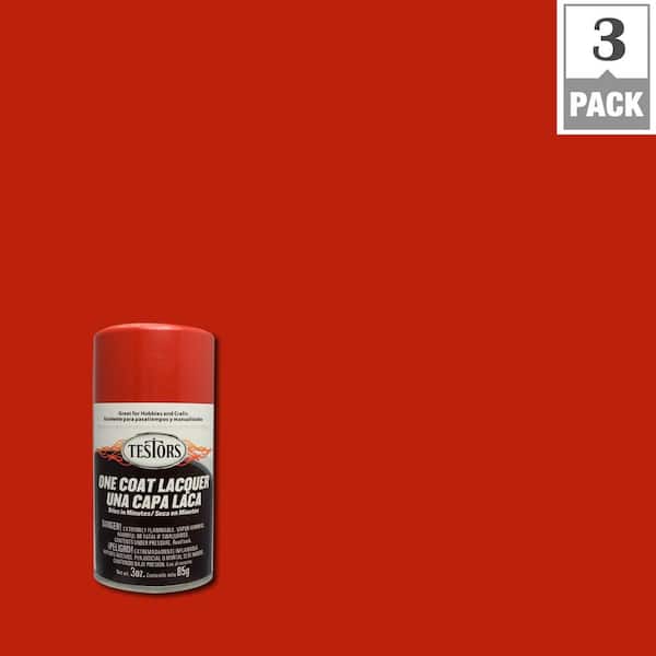 Testors 3 oz. Revving Red Lacquer Spray Paint (3-Pack)