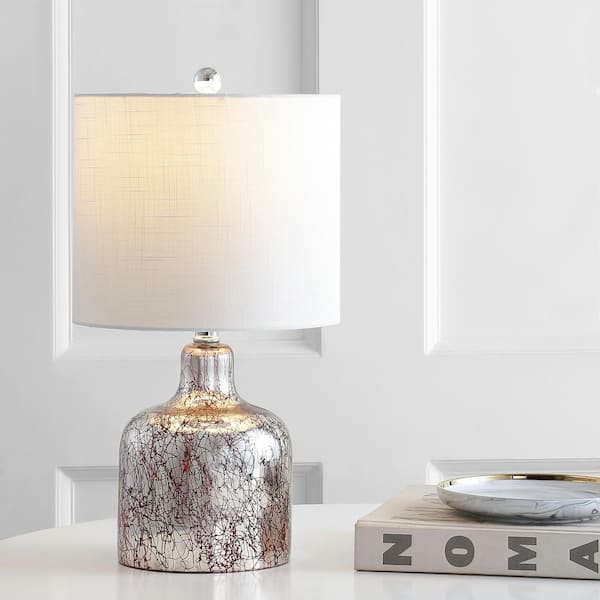 JONATHAN Y Gemma 19 in. Chrome Glass Bell LED Table Lamp