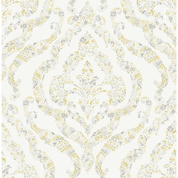 A-Street Prints Featherton Mustard Floral Damask Strippable Wallpaper (Covers 56.4 sq. ft.)