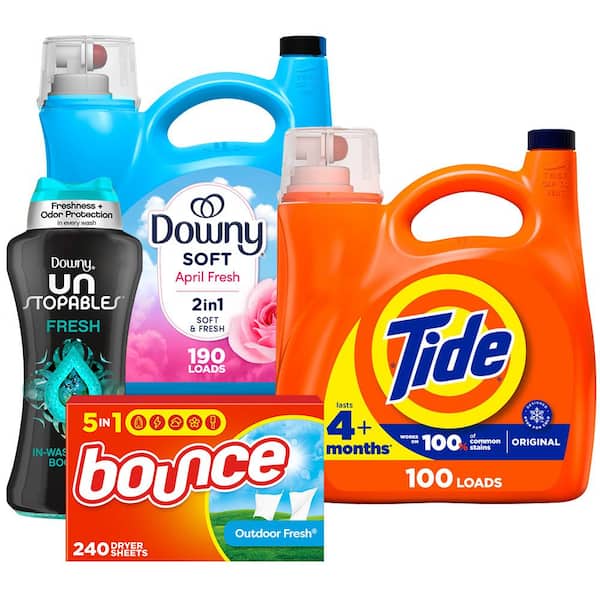 132 oz. Original Scent Liquid Laundry Detergent (100-Loads) + Fabric Softener + Scent Booster + Dryer Sheets Bundle