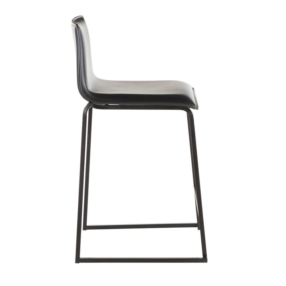 Mara 26" Black Faux Leather and Metal Counter Stools Set