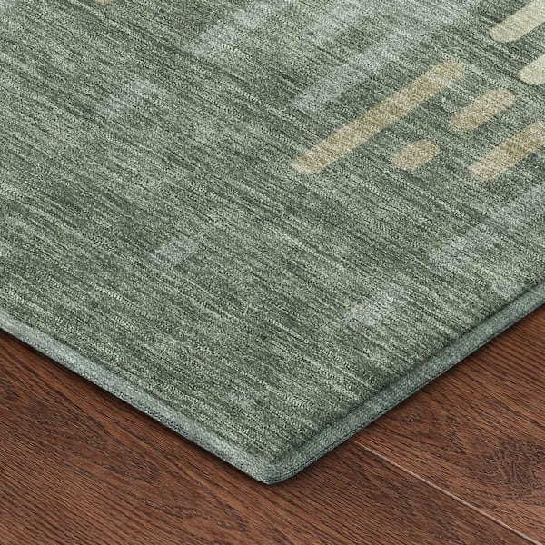 Mayfield Premium Machine Washable Abstract AMF2567 Basil 9 ft. x 12 ft. Area Rug