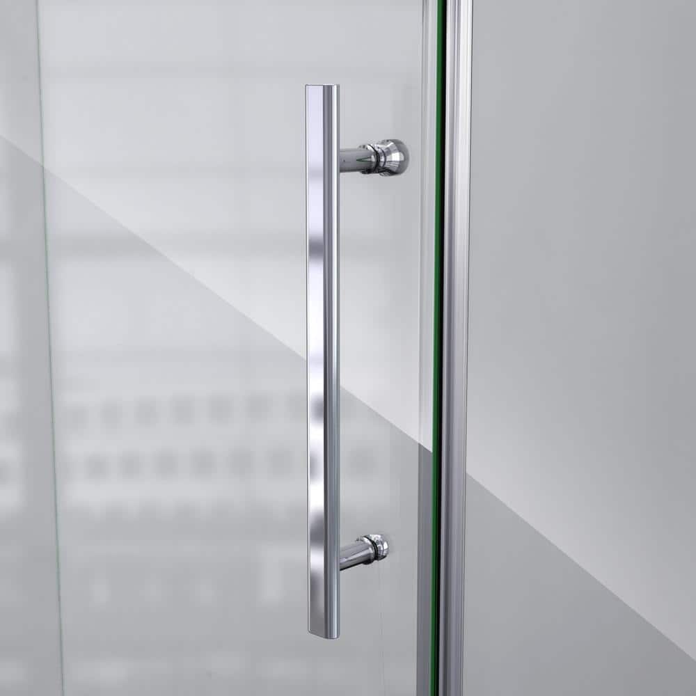 Neo-Angle Frameless Clear Glass Hinged Shower Enclosure with Black Hardware