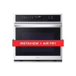4.7 cu. ft. 29.75 W Smart Single Electric Wall Oven with True Convection InstaView Air Fry Steam in Stainless Steel