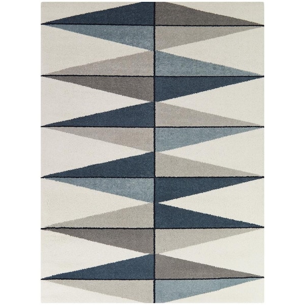 BALTA Hinton Blue 5 ft. x 7 ft. Geometric Area Rug