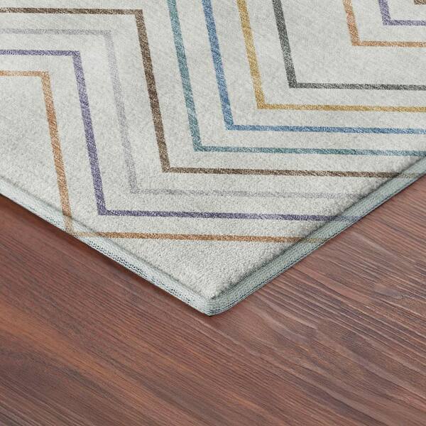 Mayfield Premium Machine Washable Abstract AMF2392 Seaside 8 ft. x 10 ft. Area Rug