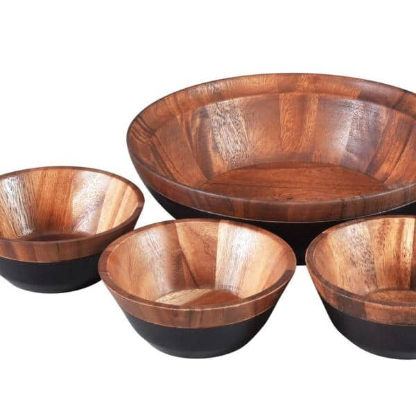 Gibson Laurel Acacia Wood Salad Bowl Combo - Set of 3 (Brown)