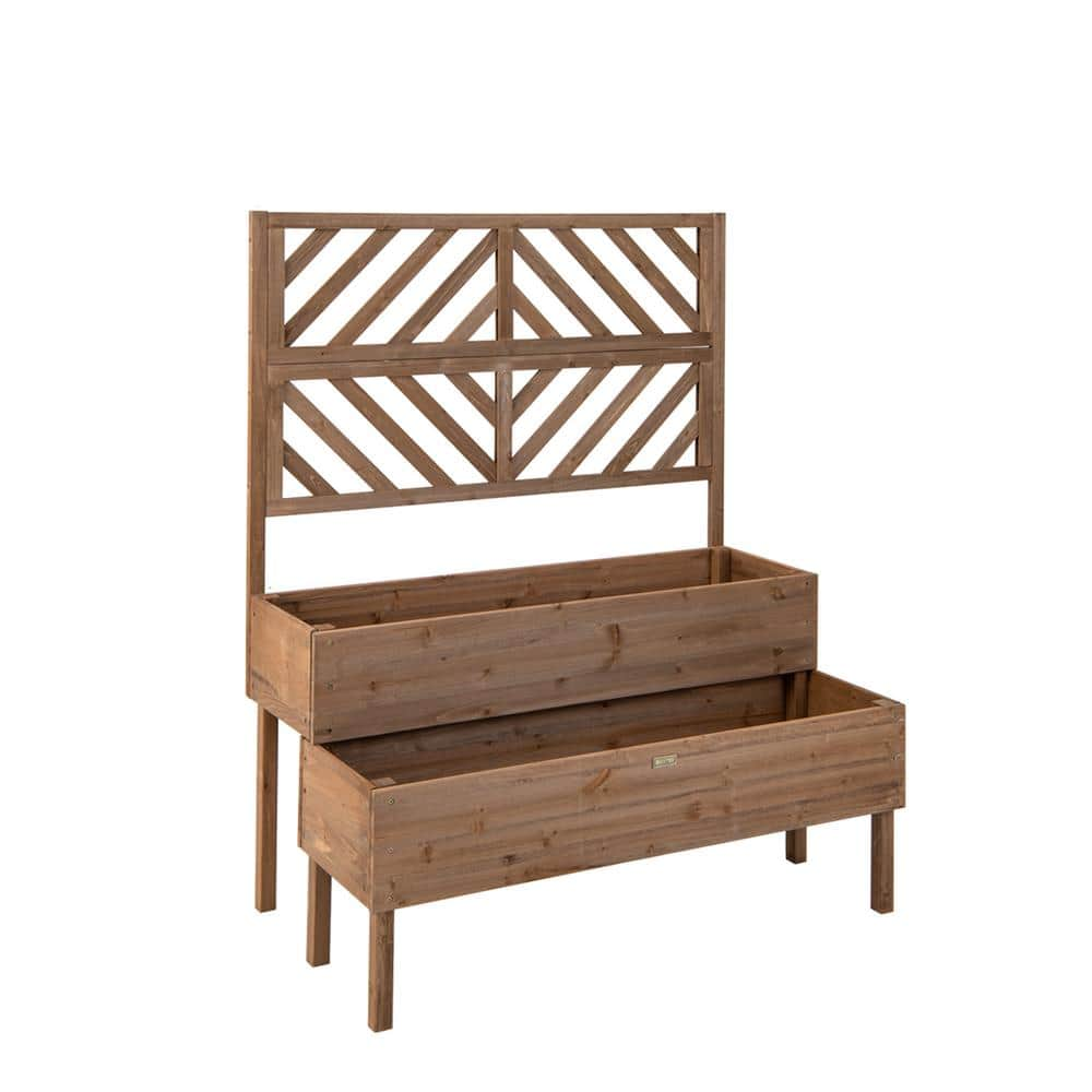 Angeles Home 43 In X 24 5 In X 53 In Fir Wood 2 Tier Raised Garden