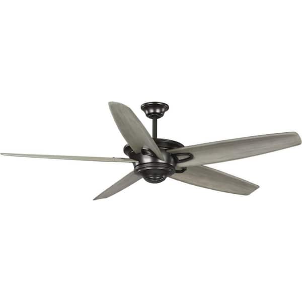 Progress Lighting Caleb 68 in. Indoor Antique Wood Transitional Ceiling Fan with Remote Included for Living Room and Bedroom