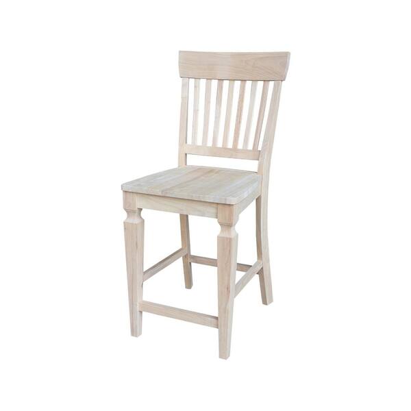 International Concepts Vista 24 in. Seat Height Unfinished Counter Height Solid Wood Stool S652