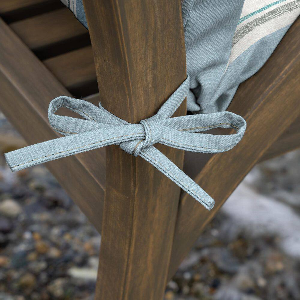 French Blue Linen Stripe Outdoor Dining Chair Cushion