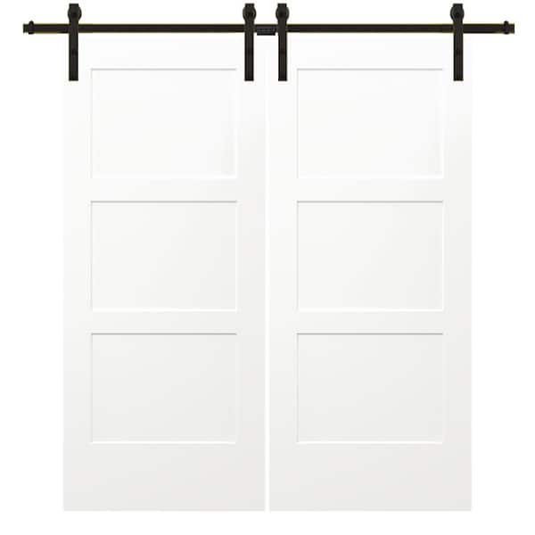 MMI DOOR 64 in. x 80 in. Birkdale Primed Solid Core Composite Sliding Barn Door with Oil Rubbed Bronze Hardware Kit