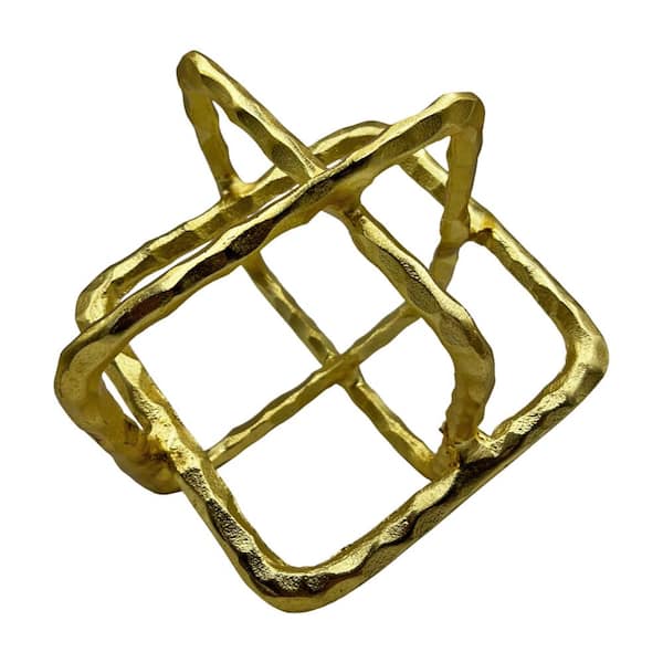 Gold 9 in. x 9 in. Aluminum Metal Decorative Cube Sculpture