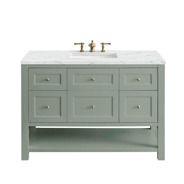 James Martin Vanities Breckenridge 48.0 in. W x 23.5 in. D x 34.2 in. H Bathroom Vanity in Smokey Celadon with Ethereal Noctis Quartz Top