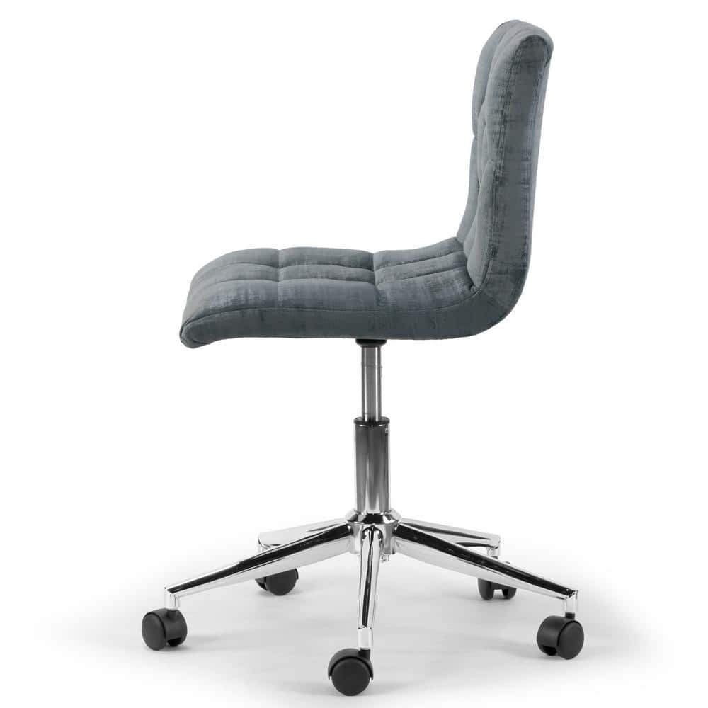 Gray Velvet Adjustable Height Swivel Task Chair with Chrome Base