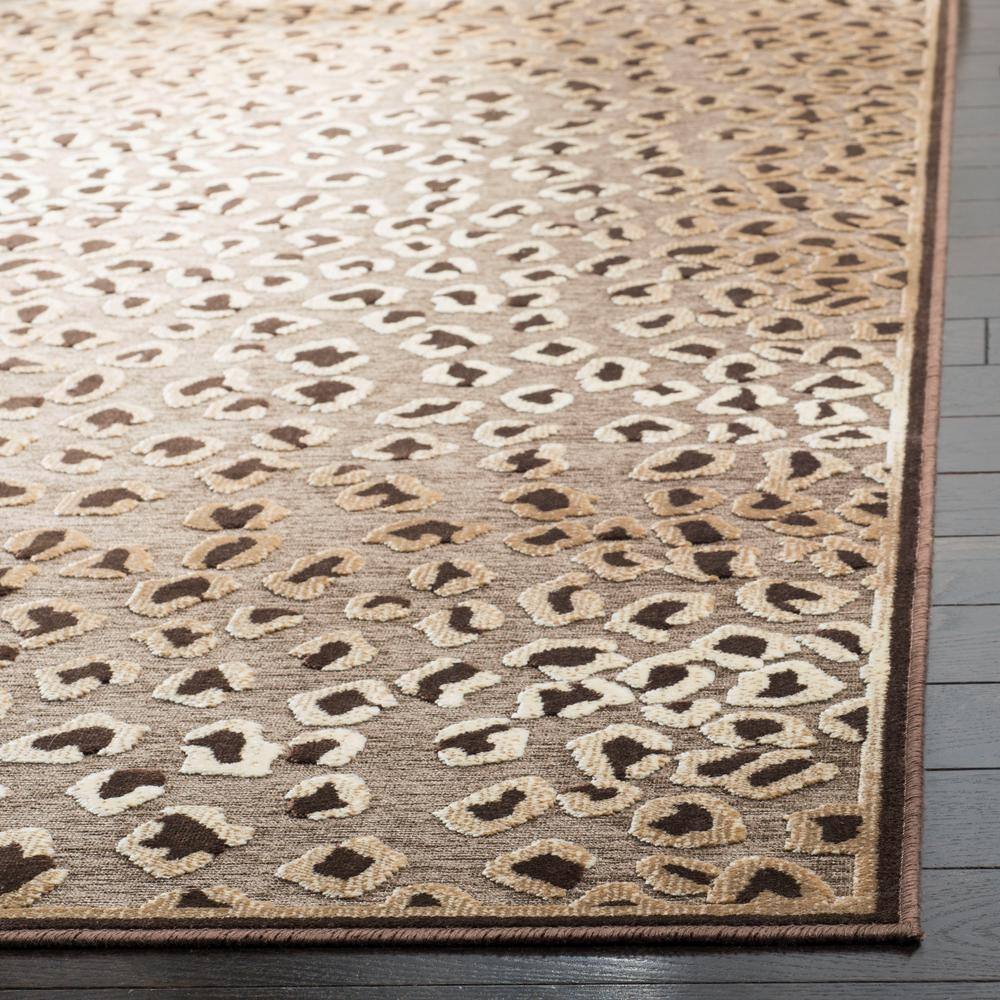 Paradise Beige and Brown Leopard Print Viscose Runner Rug