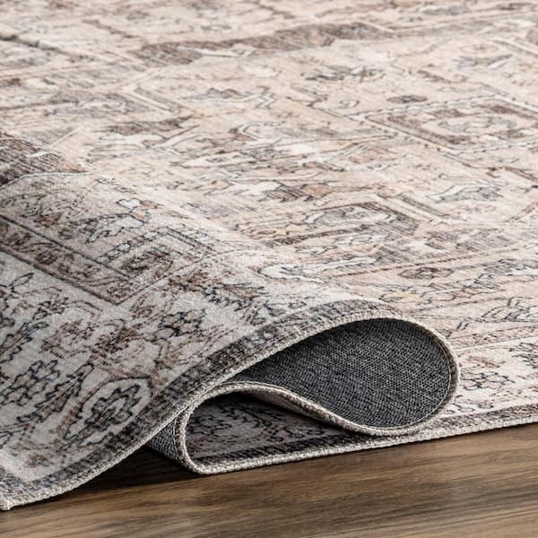 nuLOOM Brielle Machine Washable Vintage Medallion Brown 4 ft nuLOOM Brielle Machine Washable Vintage Medallion Brown 4 ft