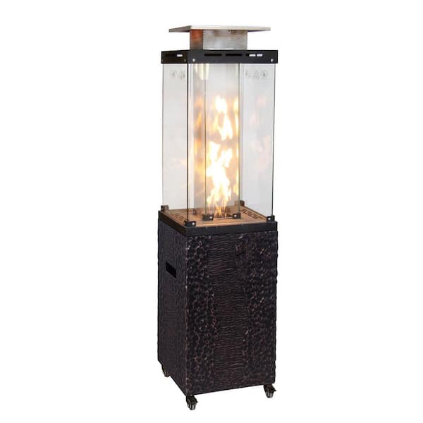 DESwan 41,000 BTU Magnesium Oxide Black Gold Propane Patio Heater with Glass Wind Guard and Heating Cap