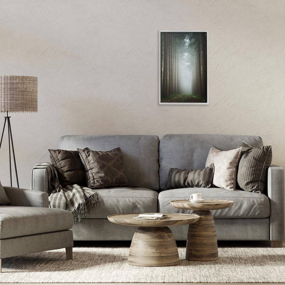 Moonlight Through Dark Forest by Martin Podt Gray Framed Nature Giclee Art Print 24 in. x 16 in. price history on PriceWatchPro
