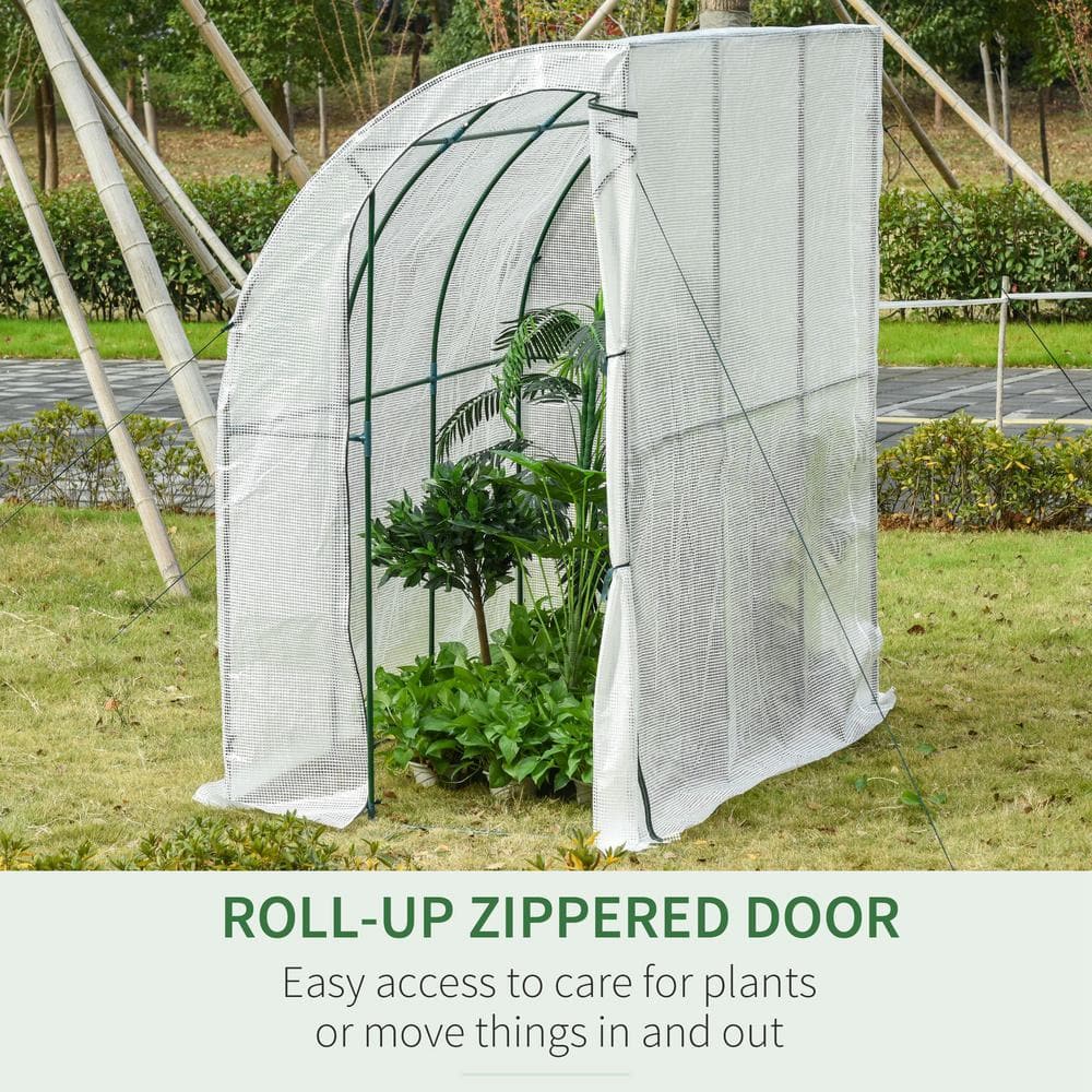 Outsunny Compact 7'x4' Lean-To Greenhouse with PE Cover and Roll-Up Door
