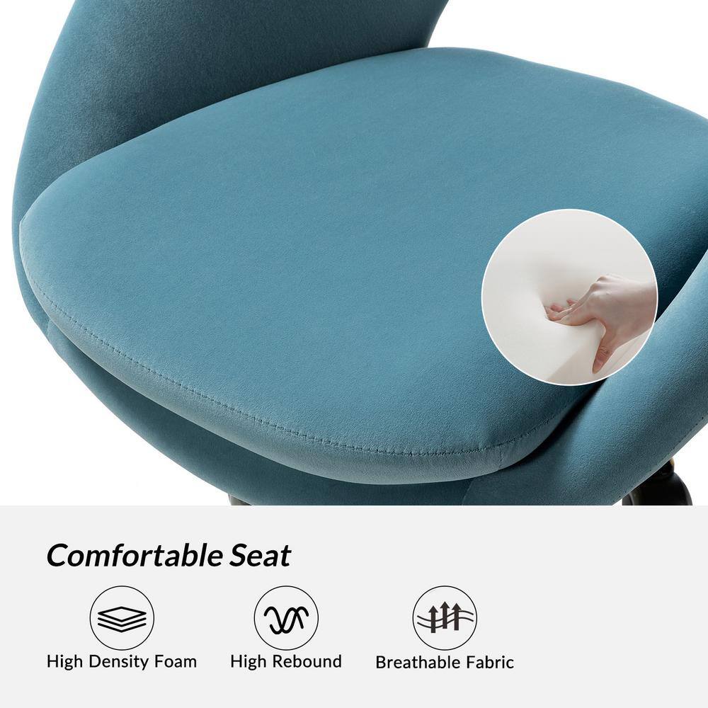Berta Blue Velvet Swivel Task Chair with Adjustable Height