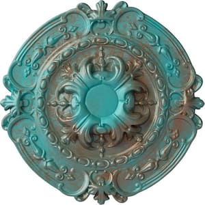 1-3/4 in. x 16-3/8 in. x 16-3/8 in. Polyurethane Southampton Ceiling Medallion, Copper Green Patina