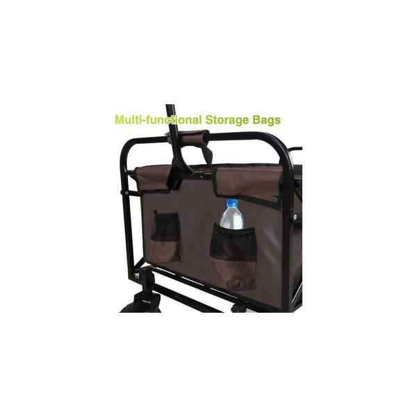 Unbranded - 4 cu. ft. Rolling Collapsible Steel Garden Cart Camping Wagon WITH 360° Swivel Wheels, Storage Bag and Adjustable Handle