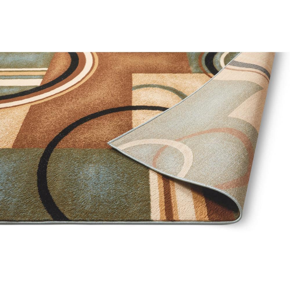 Light Blue Geometric Modern Synthetic Area Rug 5'3" x 7'3"