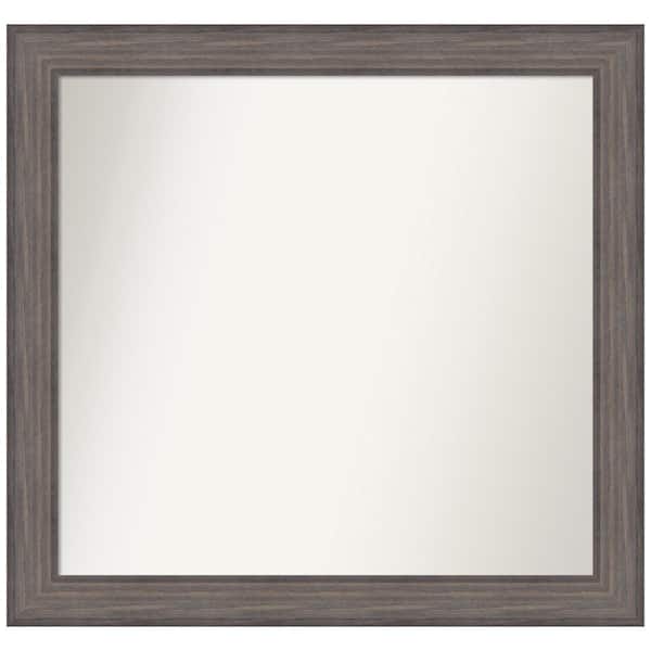 Amanti Art Medium Rectangle Distressed Brown Modern Mirror (34.25 in. H x 36.25 in. W)