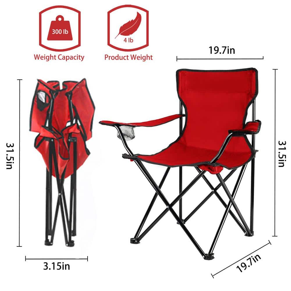 Red Lightweight Portable Folding Steel Camping Chair