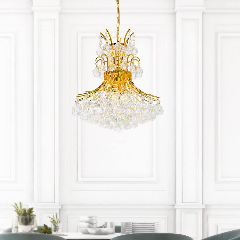 Elegant Gold-Finish 20" Crystal Ball Chandelier with 8 Lights