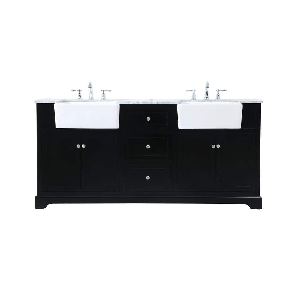 Simply Living 72 in. W x 22 in. D x 34.75 in. H Bath Vanity in Black with C