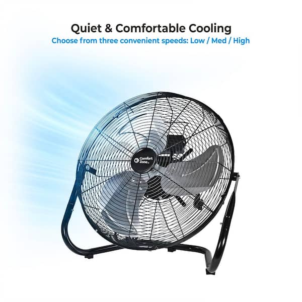 Comfort Zone 18 in. 3-Speed Floor Fan with 360° Tilt CZHV18BK